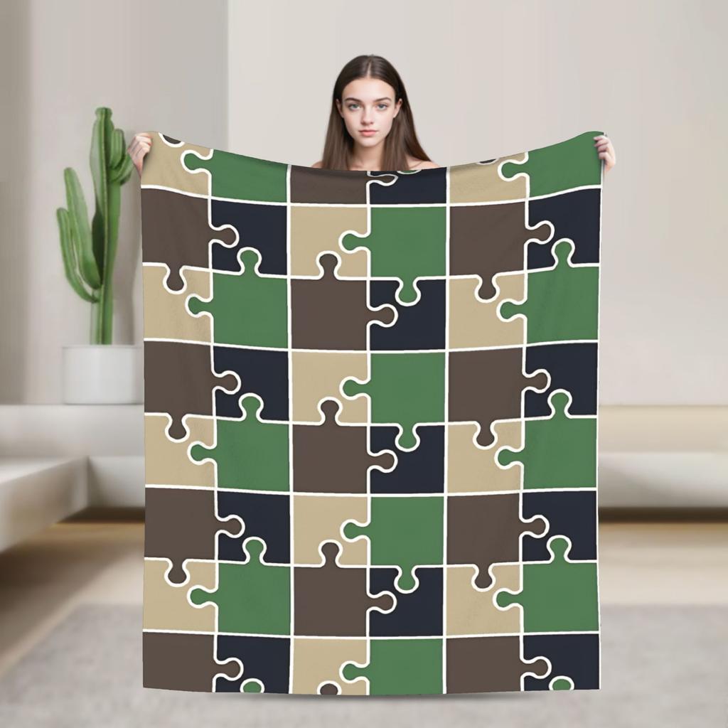 Puzzle Camouflage Pattern blanket Warm Funny Plush Throw blanket For Students Couch Bed Flannel Bedspread Bed Cover