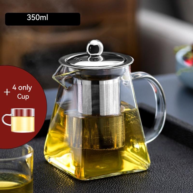 Чайник Kungfu Tea Pu 'er Чайный сервиз Чайная церемония Удобный офисный квадратный стеклянный цветочный чайник