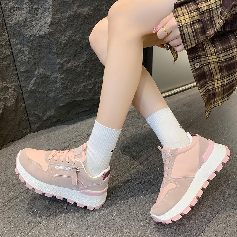 Модные женские кроссовки на платформе, 2025 год, осенний новый тренд, универсальные, модные, легкие, дышащие, повседневные