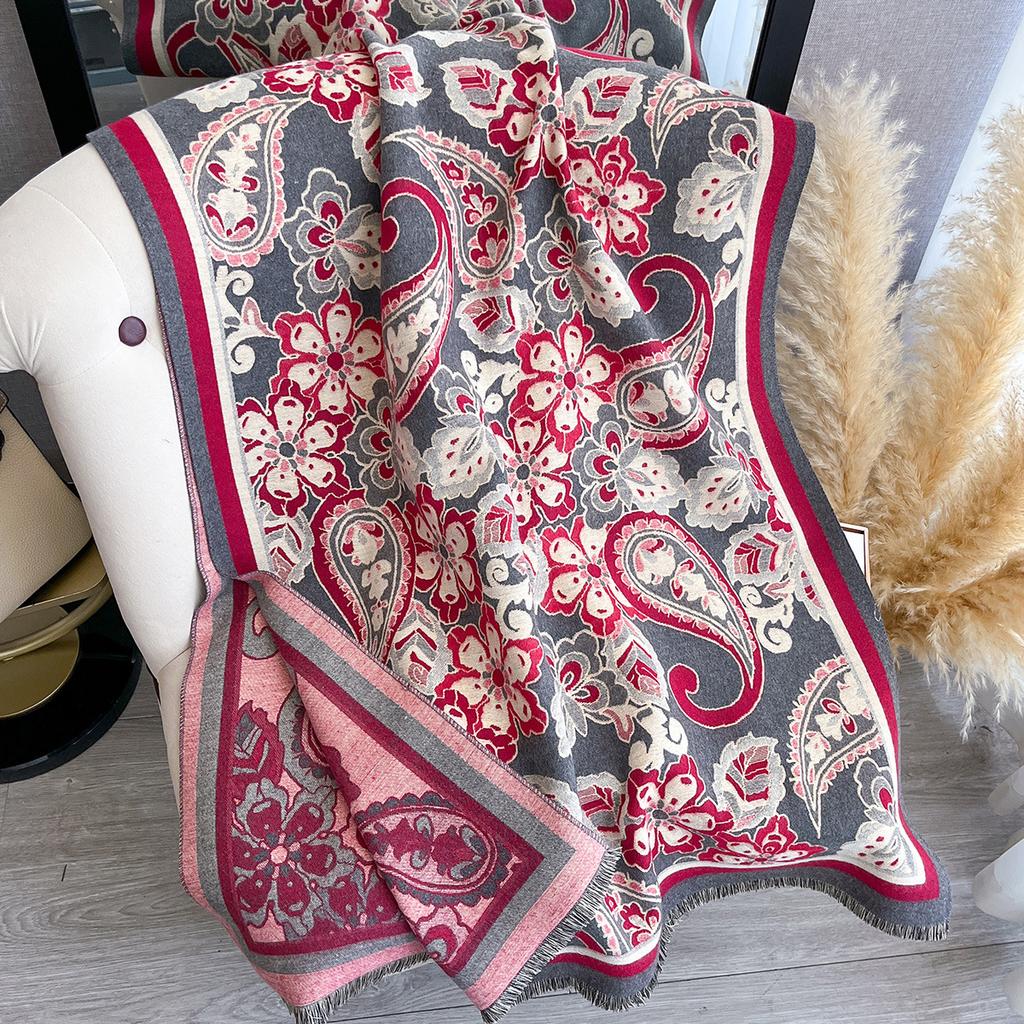 Ethnic Style Imitation Cashmere Thick Travel Shawl Yunnan Scarf Women's Outdoor Warm Cape Sun Protection