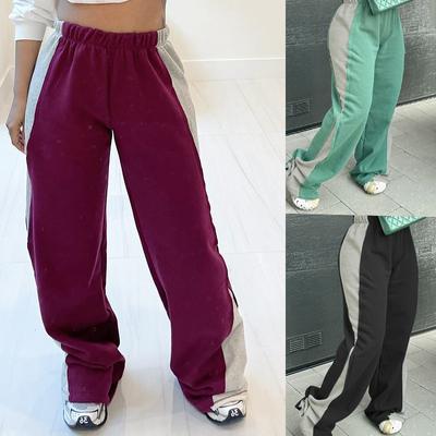 Женские брюки с цветными блоками Спортивные штаны для бега Спортивные брюки с высокой талией Повседневные женские прямые брюки