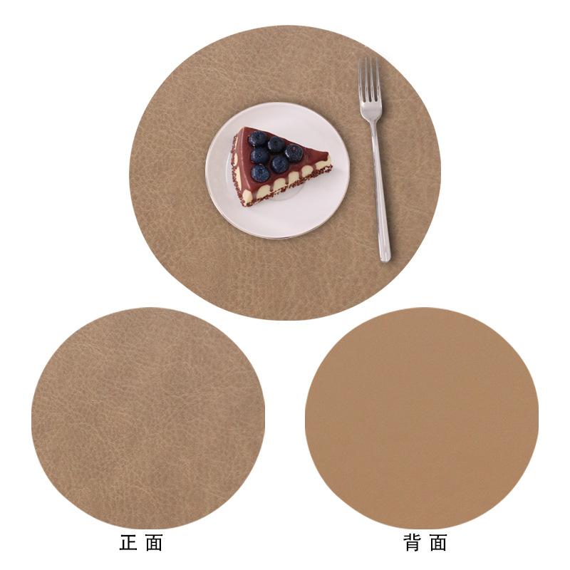 High temperature resistant table mat Modern simple wind-shaped round leather western dining mat Thermal insulation Waterproof double-sided anti