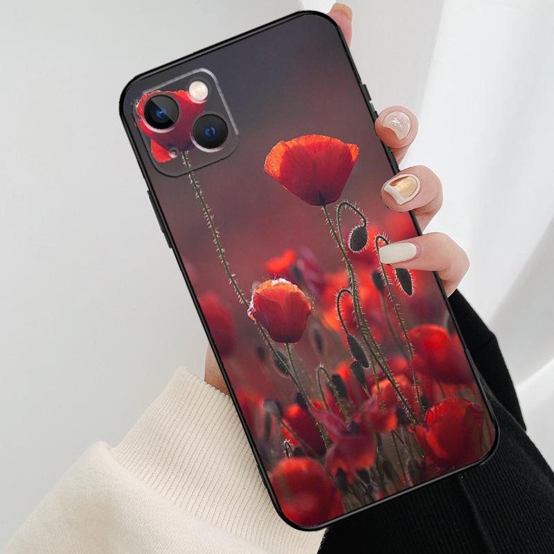 Красный Цветок Мака Чехол Для Телефона Для iPhone 17 Pro Max 16 15 14 11 12 13 Pro Max mini 15 16 Plus 16e 17 Air Cover
