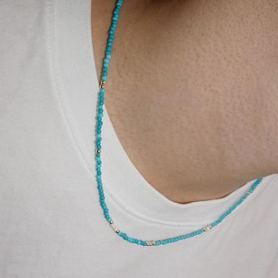 OURPIERRE LOVE SKINNY BEADS ожерелье НЕБЕСНО-ГОЛУБОЕ (M)