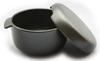 Banko ware ceramic rice container (1 go), black matte finish, round shape, approximately 15cm diameter x 10cm height, microwave safe, made in Japan, i
