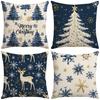 Синий Рождественский Лен Материал Лось Снежинка Элемент Наволочка Домашнее Украшение для Спальни Диванная Подушка