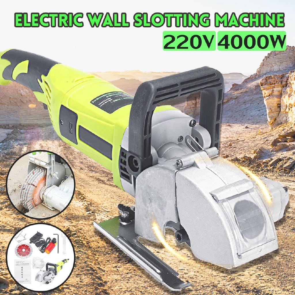 4000W Electric Slotting Brick Wall Chaser Cutting Grooving Machine 220V 4KW Steel Concrete Cutter Slotting Set Power Tools