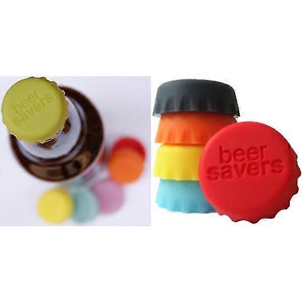 4x Beer Saver For Beer Lovers Red One Size Creative Silicone Wine Bottle Cap Creative Home Preserving Cap Soft Rubber Stopper (random Colour) - DD