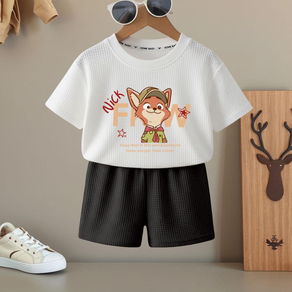 Summer Boys and Girls Fashion T Shirt and Shorts Two Piece Sets Kids Casual Outfits Children Breathable Short Sleeve Top Set New
