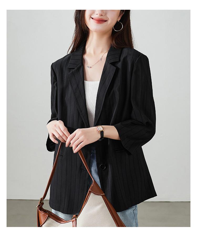 Minimalist commuting seven quarter sleeved suit jacket for women, 2026 Spring and Autumn fashion versatile casual top