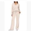 Autumn and Winter Fashion Casual Women's Long-sleeved Drawstring Solid Color Commuter Trousers Suit Women