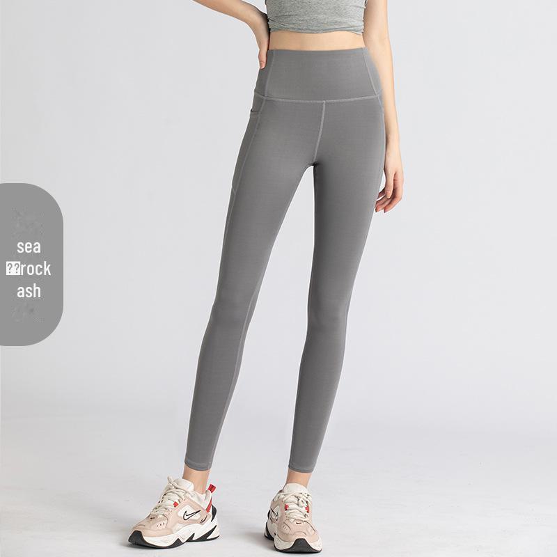 Женские штаны для йоги персикового цвета с высокой талией и подъемом бедер