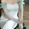 Korean Style Wedding Long Sleeves Solid Color Pleated Lace Arm Covers Bridal Arm Sleeves  Female
