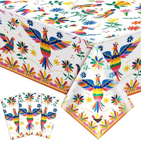 Frienda 3 шт. Скатерть на День Мертвых Dia De Los Muertos Декор 54 x 108 дюймов Fiesta Цветочные Одноразовые Покрытия для Стола Черепа Птицы для