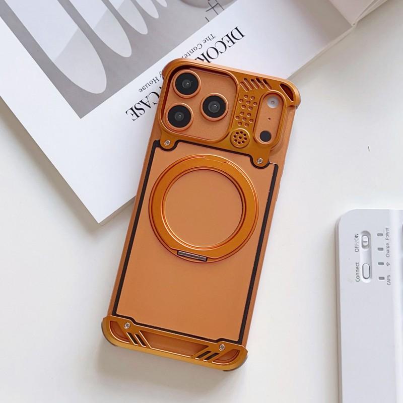 Metal Frameless Phone Case IPhone 16 17 Pro Max Magnetic Rotating Stand Aromatherapy Protective Cover