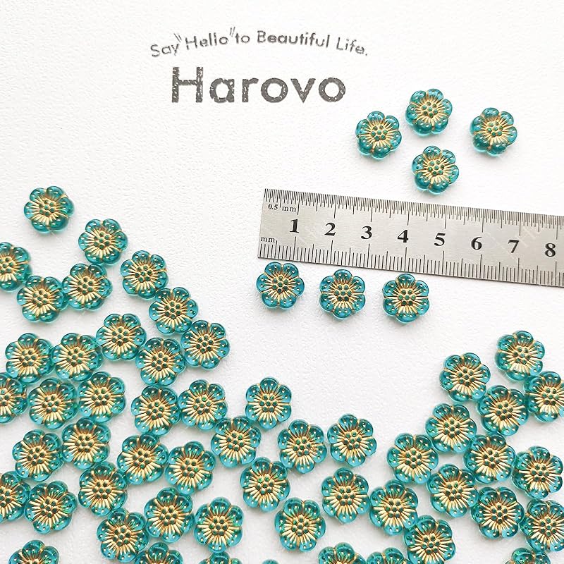 Harovo бусины цветы бусины микс антикварные бусины акриловые бусины декоративные бусины бусины ручная работа браслет серьги аксессуары части 100 штук аквамарин