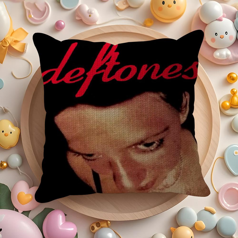 Подушка с принтом Deftones Летняя прохлада Льняная ткань Двусторонняя печать Наволочка Декор для дома Подарок