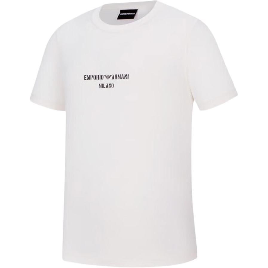 Emporio Armani Мужская минималистичная хлопковая футболка с коротким рукавом и логотипом Ss22, топ, бежевый 3L1TFR-1JPZZ-0128