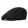 British Style Plaid Flat Cap for Men Women Autumn Winter Warm Woolen Beret Hat Retro Newsboy Cap Middle-aged Elderly Casual Duckbill Hat