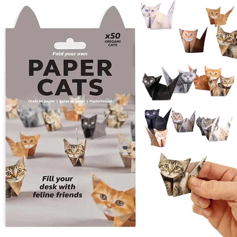 Desk Decoration DIY Paper Cats Kit Creative Origami Paper Cat Gifts Fold Cute Cat Figures