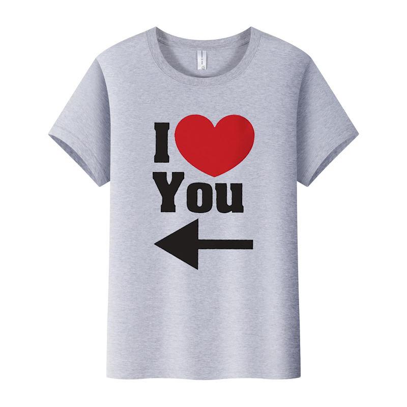 Футболка для пары с принтом сердца и стрелок, с коротким рукавом и круглым вырезом, свободная футболка King Queen, футболка для влюбленных, топы, женская одежда
