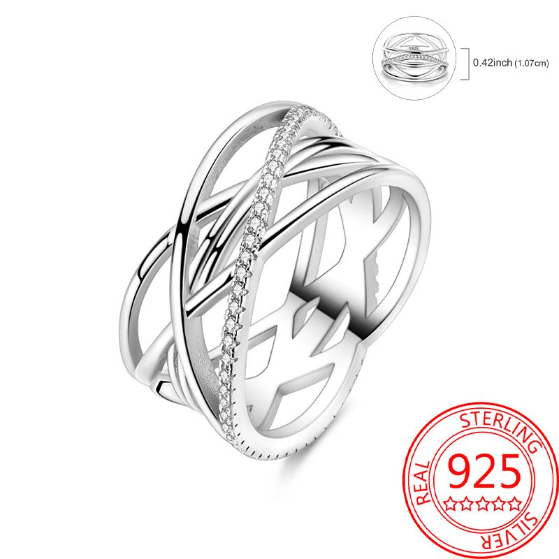 925 Silver Beautiful Stars and Moon Shining Sun Geometry Infinite Combination Ring Boutique Matching Gifts