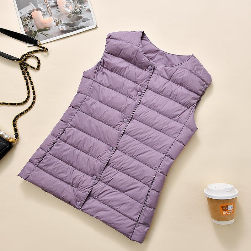 Ультралегкий женский жилет-пуховик, однобортный, без рукавов, женский жилет на утином пуху, теплая куртка с пуховой подкладкой