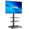 FITUEYES TV Compatible with with 3 Adjustable Height Black TT306002GB Stand, 32-60 Inches, Casters, Tiers, Angle, Mobile,