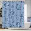 Seashell Bath Curtain Blue Printed Shower Curtain For Home Decor Waterproof Fabric Bathroom Window Decorations