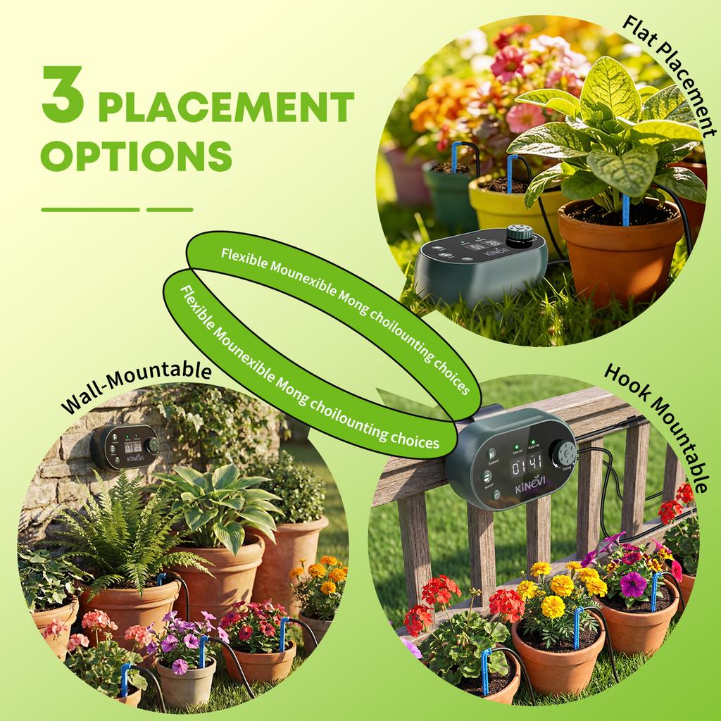 3W Solar Irrigation System for 15 Pots, Auto Watering System Kit with 15m Hose&Anti-Siphoning Suitable For Plant Vegetable Shrub