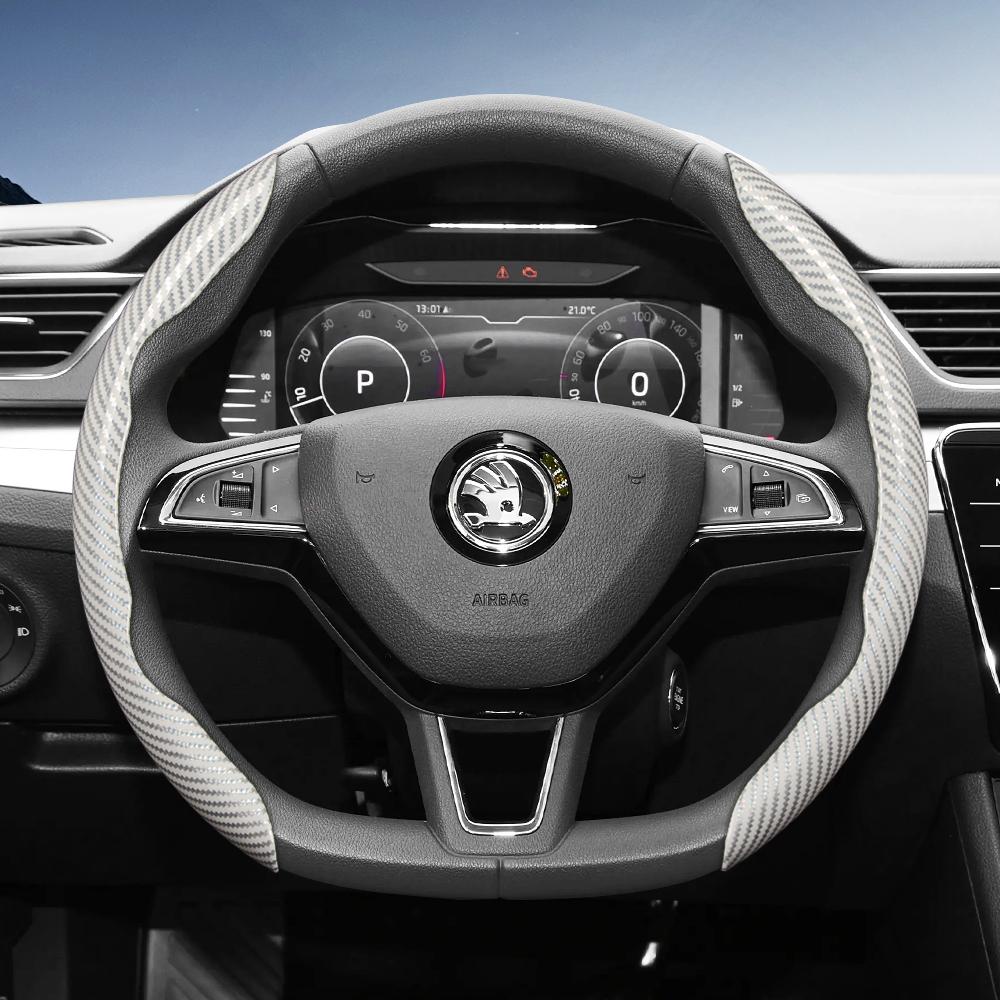 KTDJ9 Подходит для Skoda Рулевое колесо с текстурой под карбон, с сегментированным дизайном и быстрой фиксацией, долговечное, для Octavia