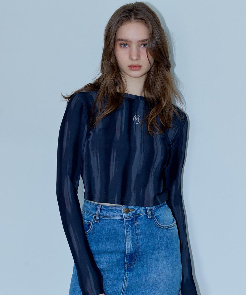 MARROT Symbol Wave Crop T-Shirt_Charcoal
