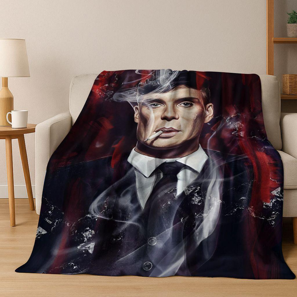 2026 Tommy Shelby P-Peaky B-Blinders Art Flannel Blanket,Cozy Soft Throw Blanket for Home Bedroom Bed Sofa Picnic Cover Gift