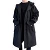 Мужской плащ с капюшоном, свободный средней длины, большие карманы, с длинным рукавом, ветрозащитный, сплошной цвет, застежка-молния, против морщин, эластичные манжеты, уличная одежда, мужское пальто