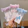 Children's Pearl Tassel Butterfly Hairpin with Colorful Flower Braided Chain