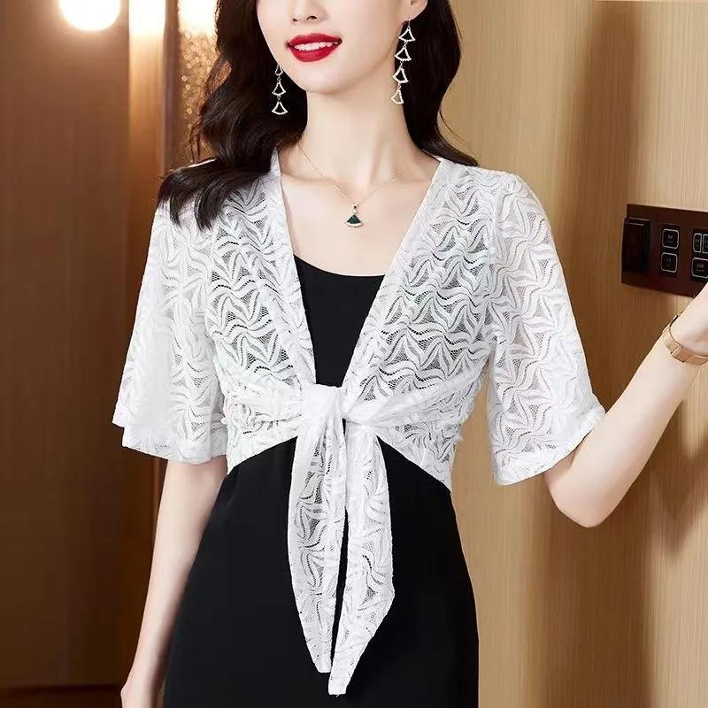 WTEMPO Женские повседневные однотонные кружевные солнцезащитные шали пальто весна-лето повседневные универсальные тонкие дышащие кардиганы