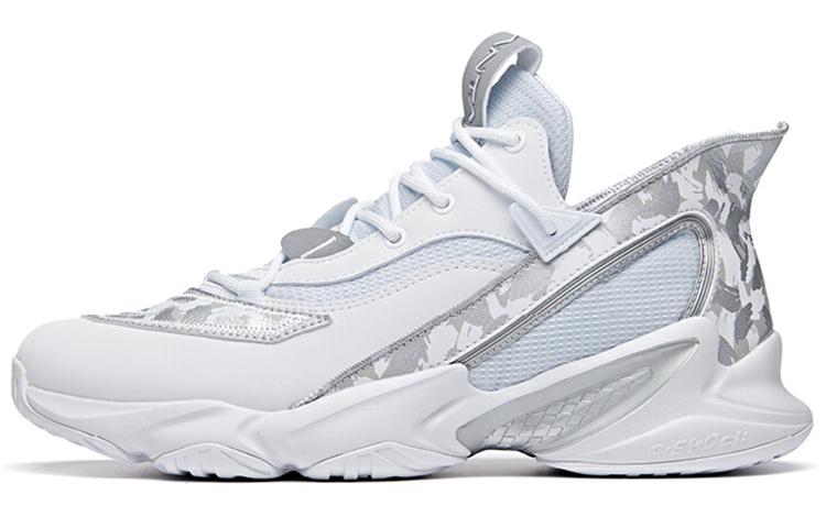 Men's Sneakers Anta Cushioning Slip Resistant Abrasion Resistant Basketball Shoes Men's White Silver