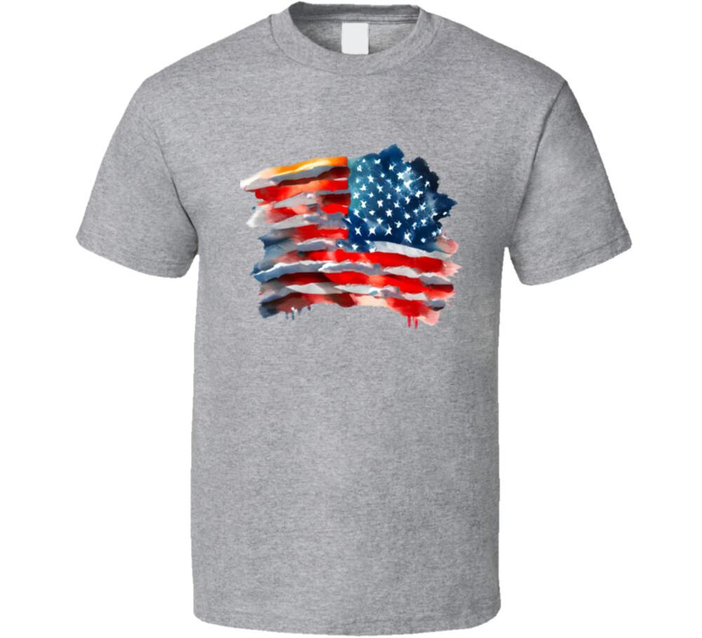 Painted American Flag Tshirt Patriotic Stars & Stripes Usa Tee Unisex T Shirt