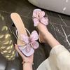 French Small Sandals Butterfly Thick Heel Fashion Vacation Niche Design Sense 2025 New High-heeled Slippers Women's Summer Wear