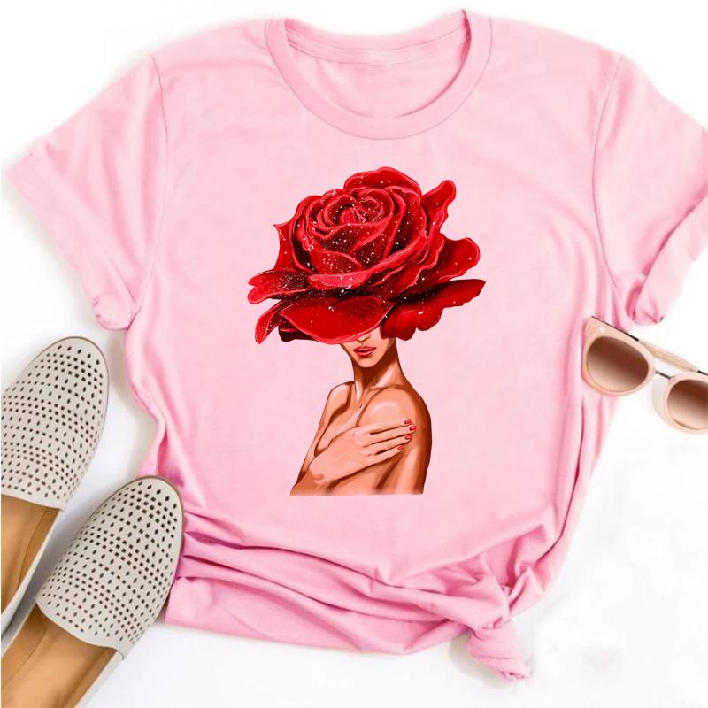 Fashion Flower Graphic Women Printed Tshirt New Tshirt Graphic Tee Cute Women T-shirt Female Tee Shirt 90s Girls Tee Tshirt