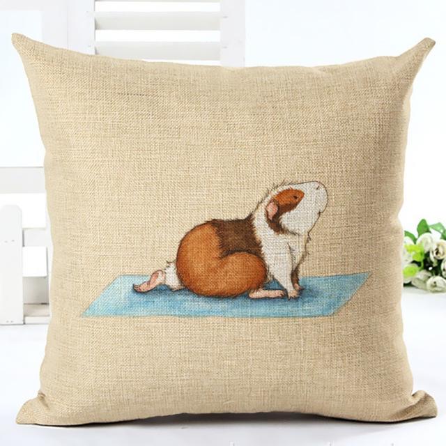 Hamster Yoga Cushion Cover Cotton Linen Pillow Case Animal Hamster Painting Decorative Pillowcase Home Accessories Cushion Cover