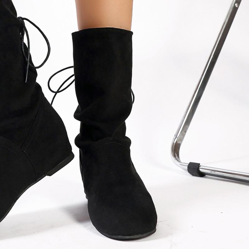 Женские замшевые зимние сапоги средней высоты на плоской подошве, модная обувь для женщин 2024 года, зимние ботинки челси для ходьбы, дизайнерские, новые женские готические ботинки