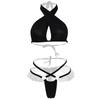 Swimsuit Cosplay Little Devil Bikini Erotic Sexy Halter Neck Cross Free [Black Omen] (6612-Black, Size) Br824-f-6612-bk