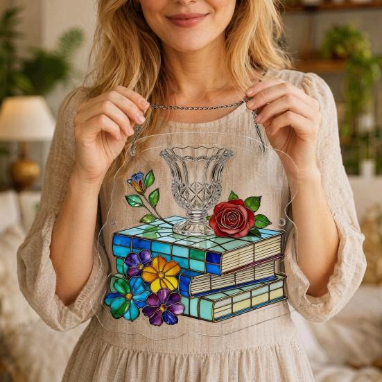 yangyizhi Suncatcher Puzzle Pendant, Durable Acrylic Window Hanging, with 3D Pattern, Stained Glass Effect Waterproof Decorative Ornament, for