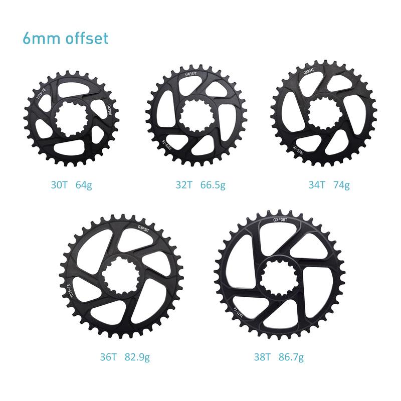 For GXP Round Narrow‑Wide Chainring 3mm 6mm Offset 30T‑38T Aluminum Bicycle Crankset Tooth Plate Cycling Parts