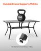 VEVOR Outdoor Patio Dining Table, 150cm Long Rectangular Metal Steel Slat Backyard Bistro Tables for 4-6, with 38mm Umbrella Hole