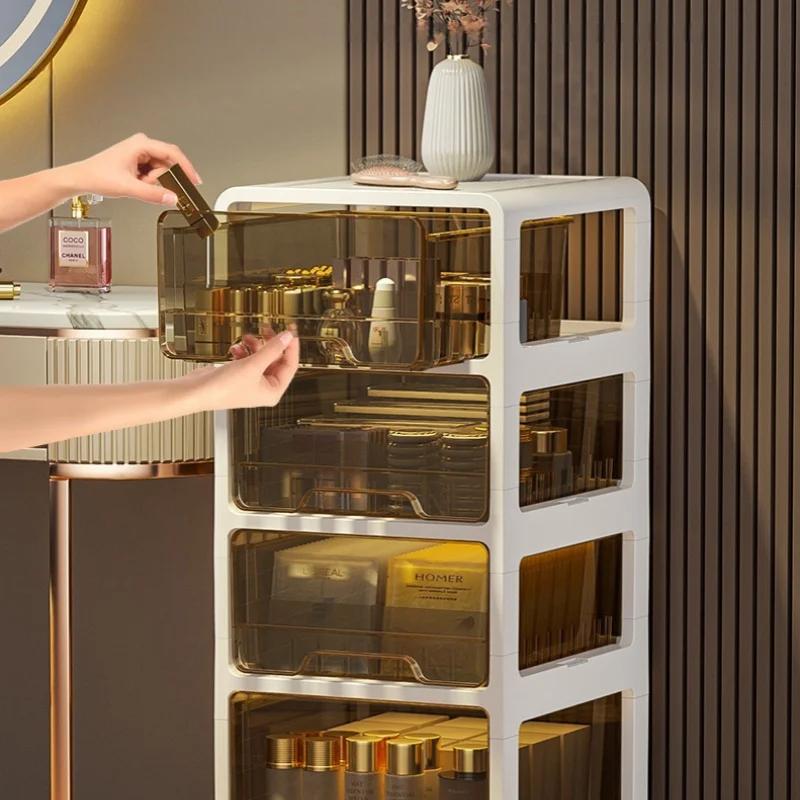 Стойка с выдвижными ящиками, прозрачный шкаф для хранения, большая вместимость, мобильная полка для хранения вещей для кухни, ванной комнаты