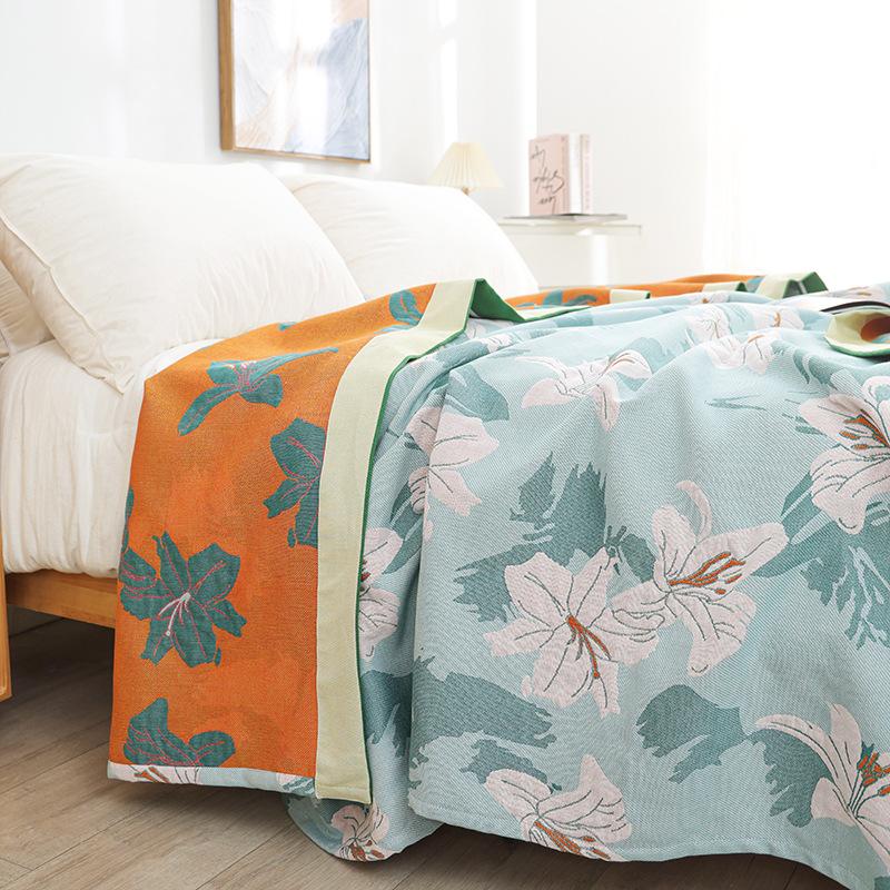 Цветочное летнее одеяло, покрывало для дивана-кровати, хлопковая марля 230*250 48*74, наволочки высокого качества