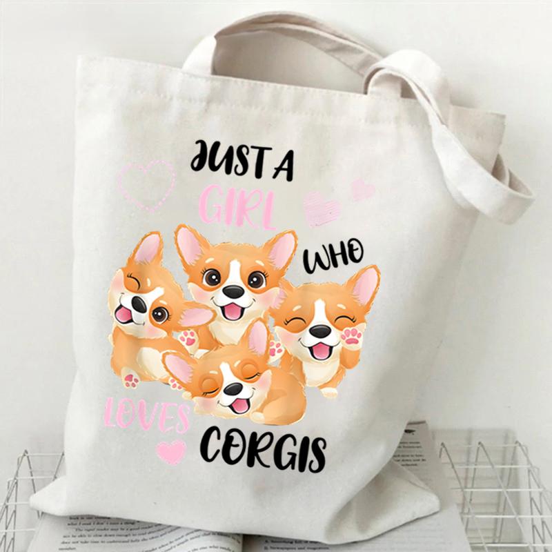Сумка-тоут Loves Corgis Print Canvas Tote женская сумка для покупок подростковая складная большая вместительная сумка Corgis Lover через плечо