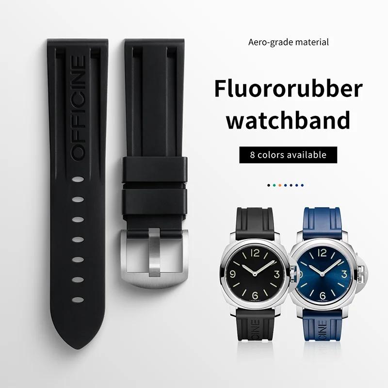 Качественный Фторкаучуковый Мягкий FKM Резиновый Ремешок Для Часов Panerai Аксессуары Для Часов PAM111/441 Ремешки 22мм 24мм 26мм Пряжка-Штифт